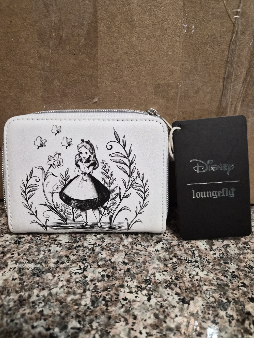 Loungefly White Alice in Wonderland Sketch Zip Wallet